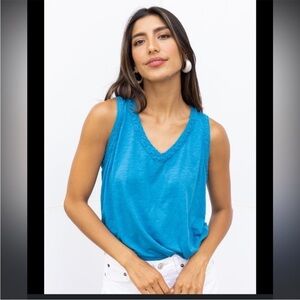 NEW Michael Stars Dina Mix V-neck Tank Pacific size 3X